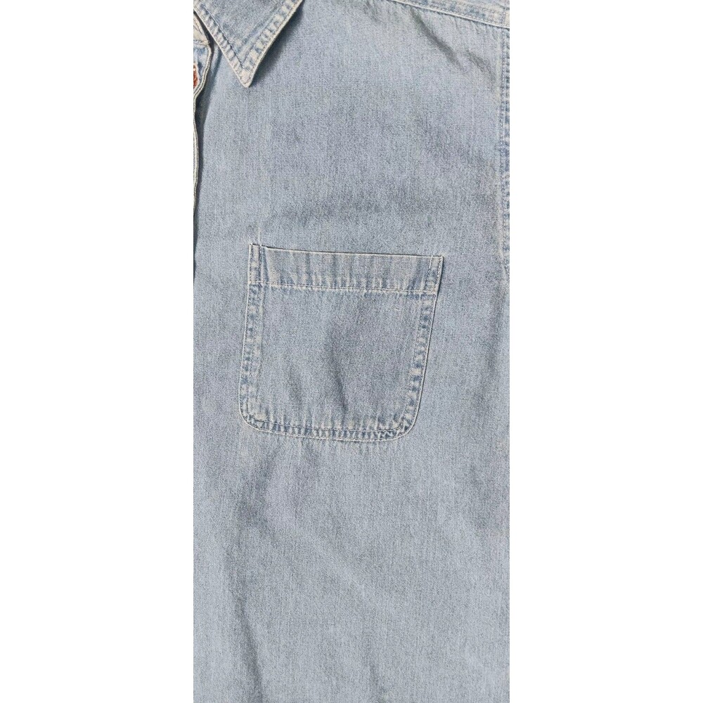 Vintage Andrews Blues Embroidered Button Up Denim Jean Shirt Womens Medium Teddy - Picture 7 of 16